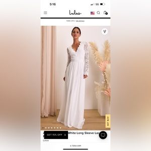 Lulus Awaken My Love White Long Sleeve Lace Maxi Dress size large NWT